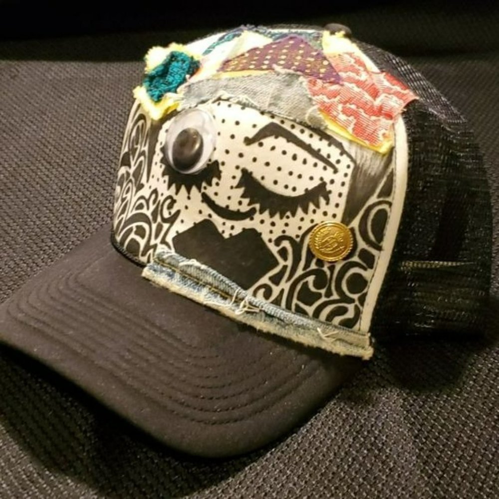 Trucker Hat, Custom Patchwork, Unisex Euc - image 2